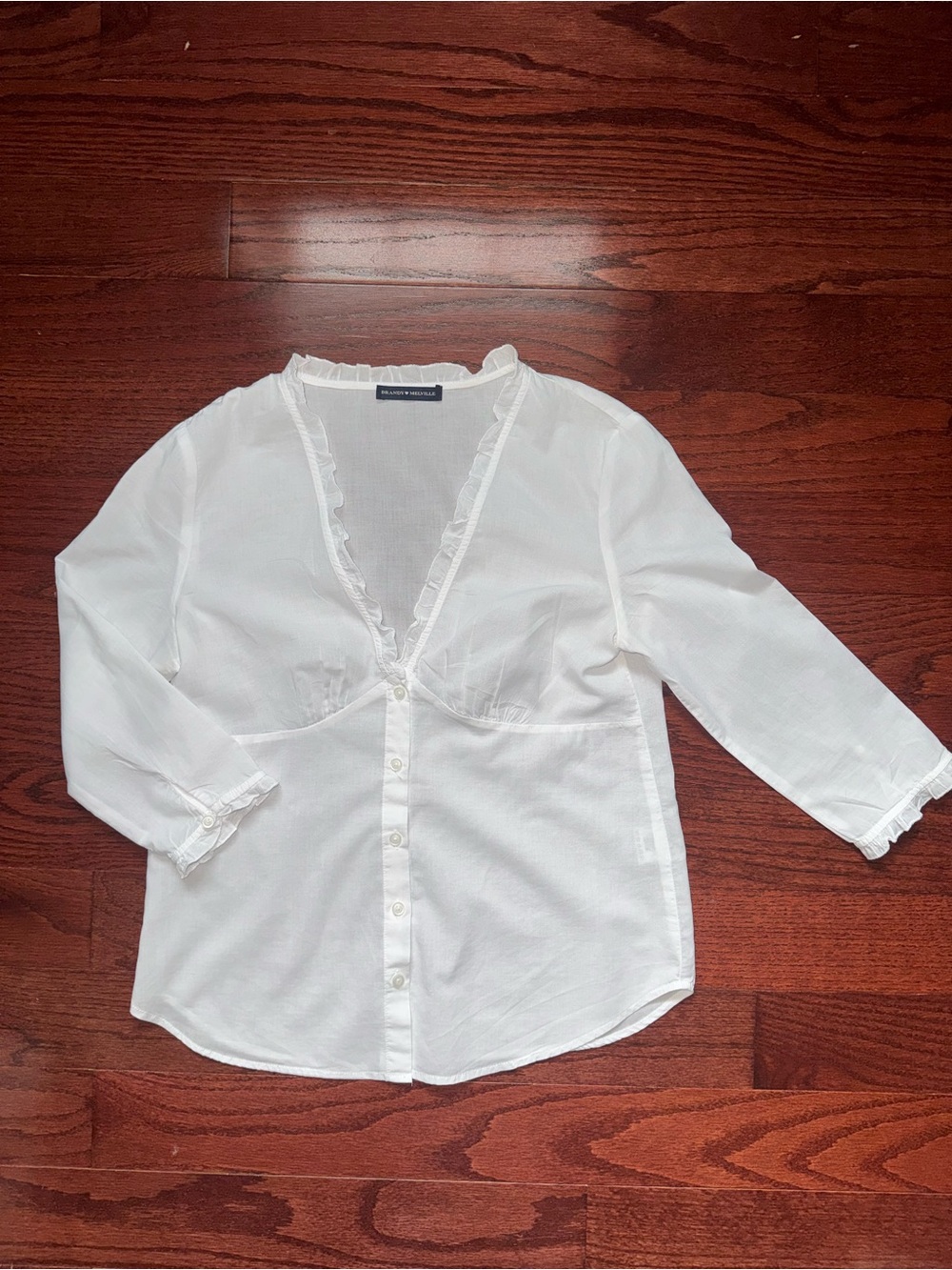 Brandy Melville white Cotton Button-Front Top